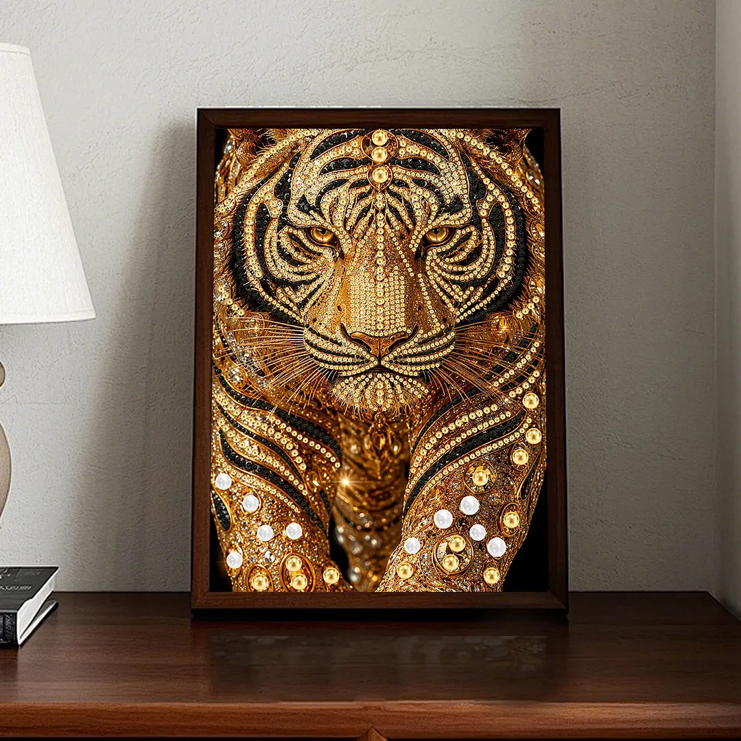 Pearl Painting Kit for Adults Golden Tiger 11.81x15.75in