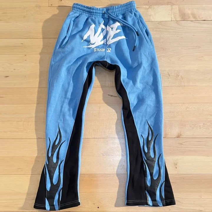 Y2k Fashion Print Contrast Flared Sweatpants SOPULA