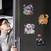 (US Only)6pcs 2D Flat Acrylic Independence Day Cat DIY Diamond Painting Fridge Magnets