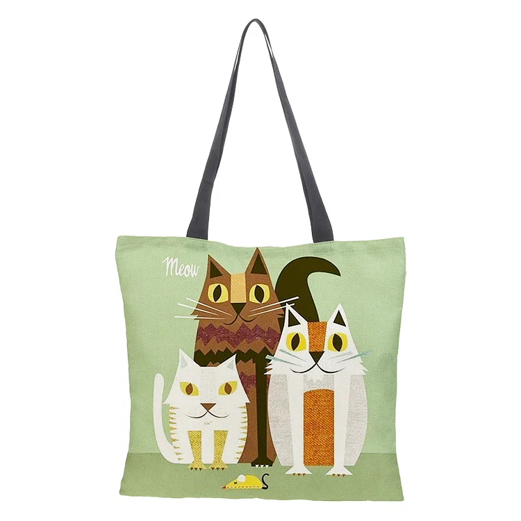 Linen Eco-friendly Tote Bag - Cat