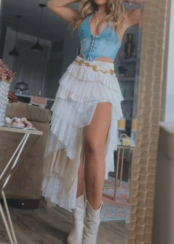 Irregular Cake Dress Long Skirt