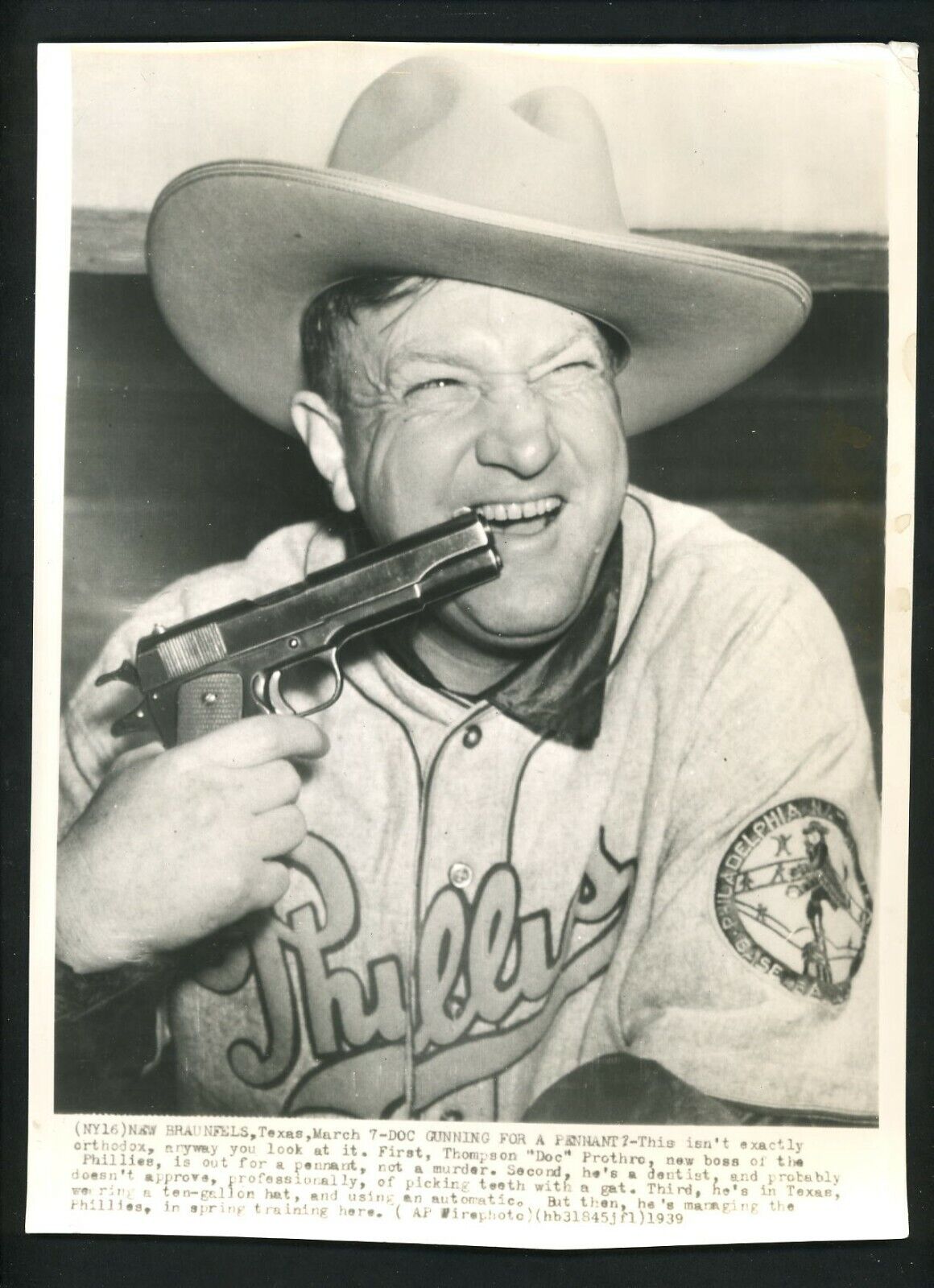 Philadelphia Phillies new Manager Doc Prothro 1939 Press Photo Poster painting