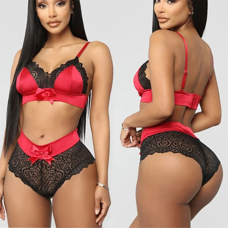 Two Pieces Set Lace Bra And Panty Sets Women Sexy Half Cup Bra Fashion Intimates Shorts Suit Summer Rave Festival Sexy Outfits