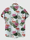 Full-Print Flamingos Printing Men's Short Sleeve Shirt