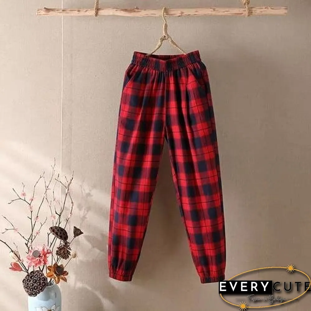 Spring Summer Womens Trousers Casual Loose Oversized Elastic Waist Pants Capris Vintage