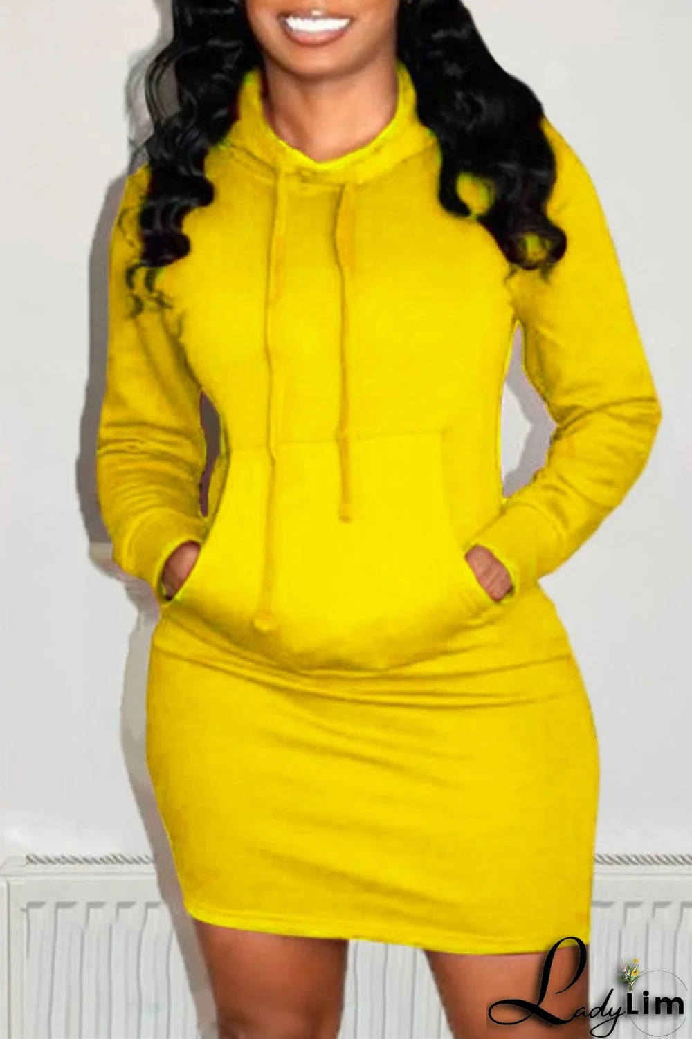 Red Fashion Casual Solid Patchwork Hooded Collar Long Sleeve Dresses