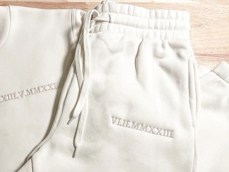 Personalised Embroidered Trackpant Custom Roman Numeral Sweatpants, Anniversary Present for Him, Valentine’s Day Gift, Comfy Trackies