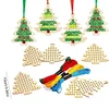 5Pcs Christmas Tree - Cross Stitch Wood Embroidery 10cm