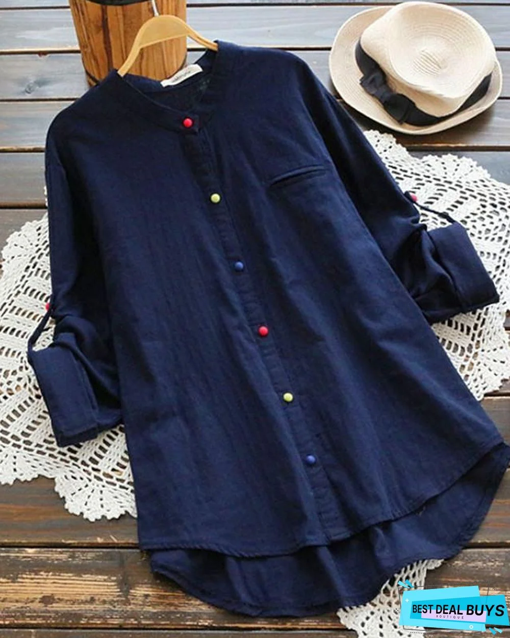 Women's Plus Size Blouse Shirt Solid Colored Plain Long Sleeve V Neck Tops Loose Cotton Basic Top White Blue Red