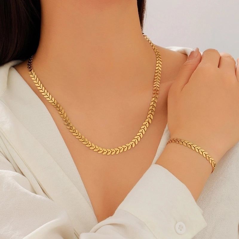 Casual Elegant Grain 304 Stainless Steel 18K Gold Plated Jewelry Set