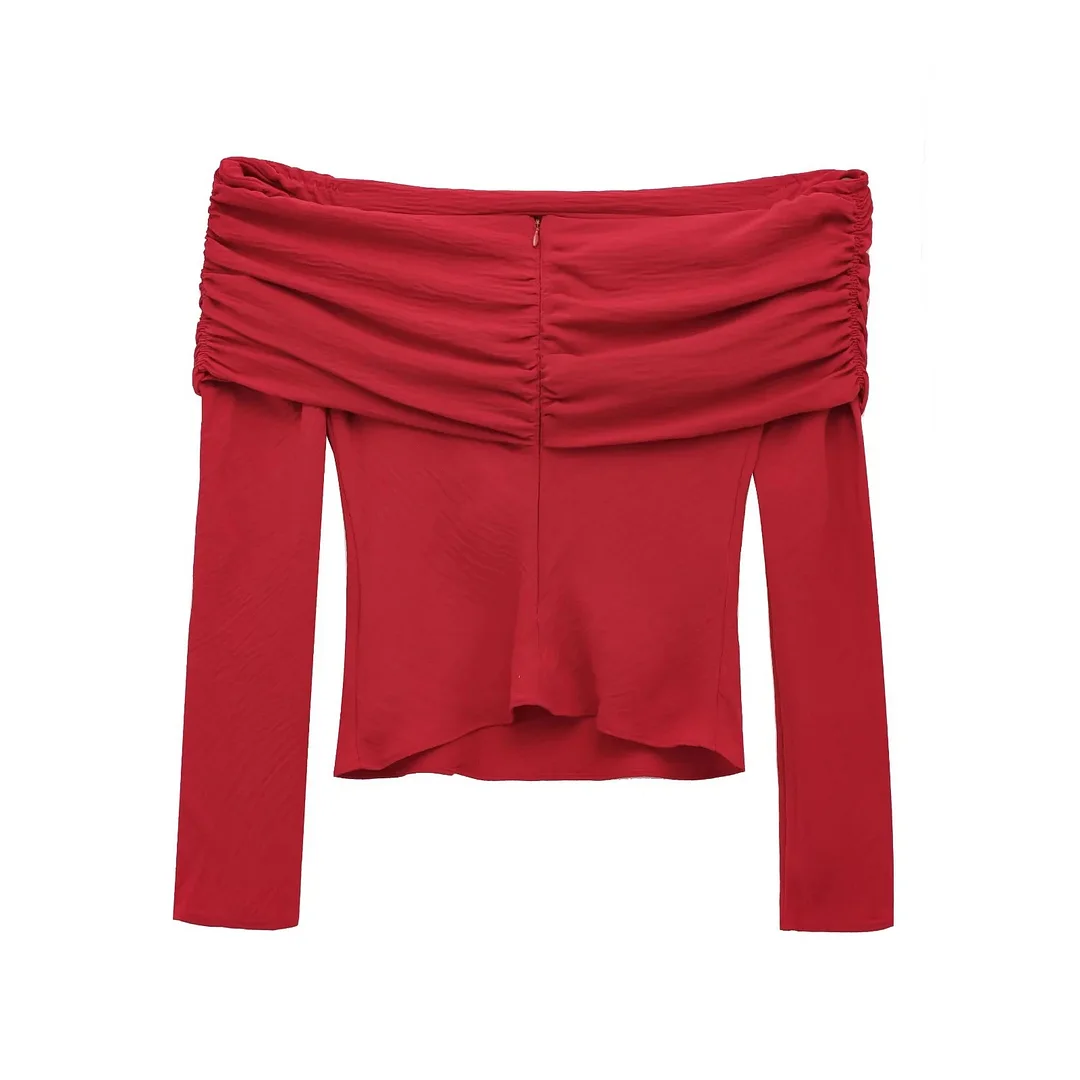 Nigikala Nigikala Women's Clothing Explosion Word Broken Folded Shoulder Repair Soft Chiffon Shirt