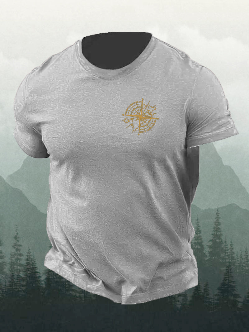 Men's Golden Compass Knitting Needle Short-Sleeved Shirt
