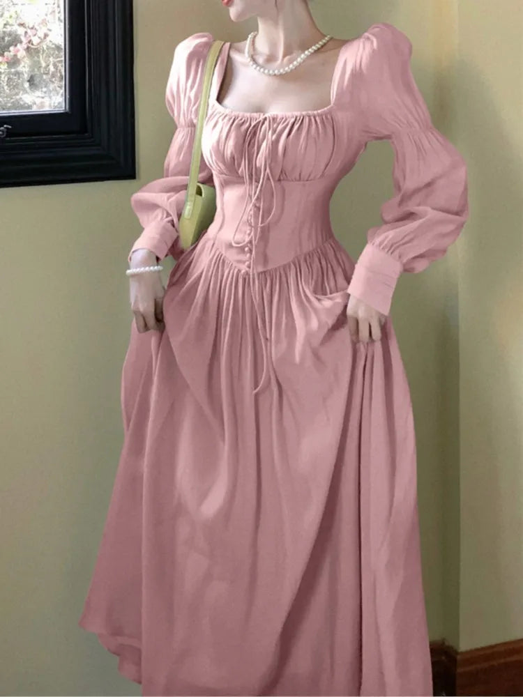 Aiertu Elegant Fashion Casual Midi Party Dresses Women Autumn Vintage A-Line Birthday One Pieces Vestidos Female Chic Robe Mujers New Aiertu