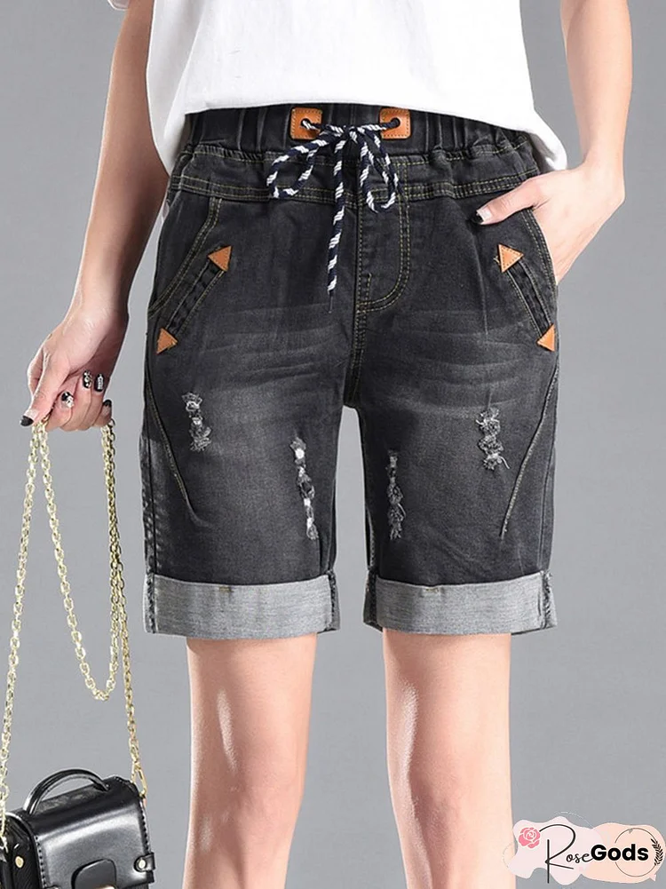 Casual Ripped Denim Shorts