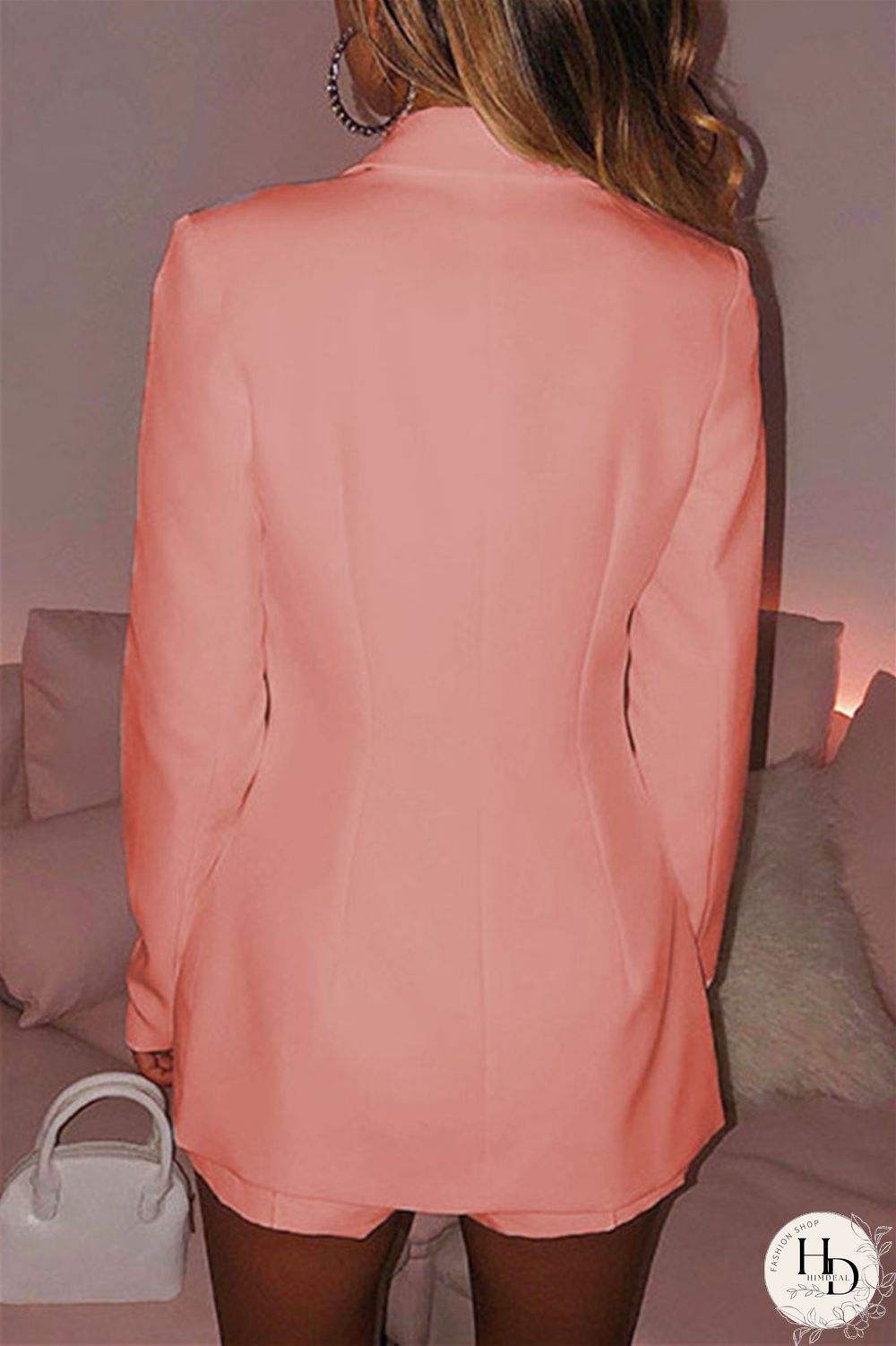 Pink Fashion Casual Solid Basic Turndown Collar Long Sleeve Two Pieces