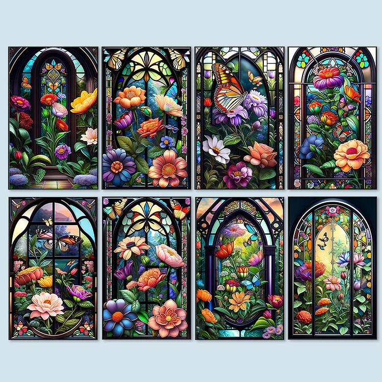 Stained Glass Butterflies - Full Round - Diamond Painting (50*80cm)