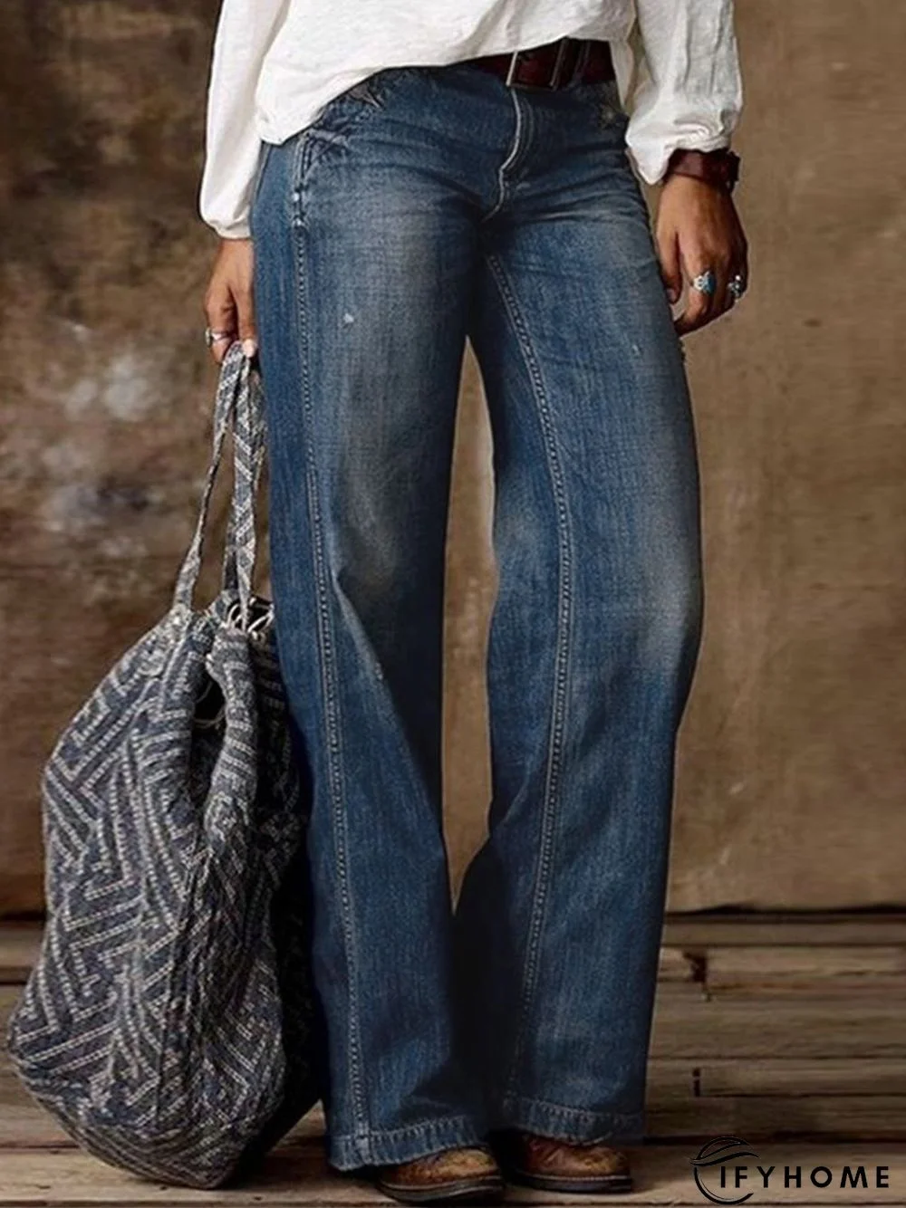 Denim Casual Loose Plain Jeans | IFYHOME