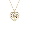 14K Yellow Gold Heart Shape Pendant Necklace - Tree of the Soul Design