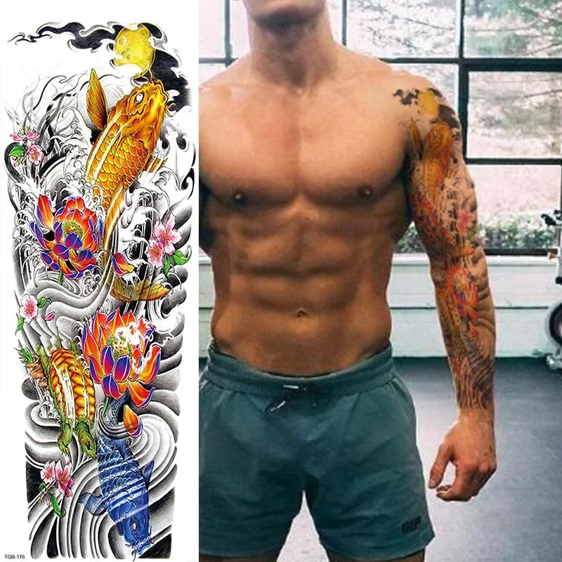 Polynesian Temporary Tattoo Sleeve Tribal Arm Waterproof Transfers Halloween Men