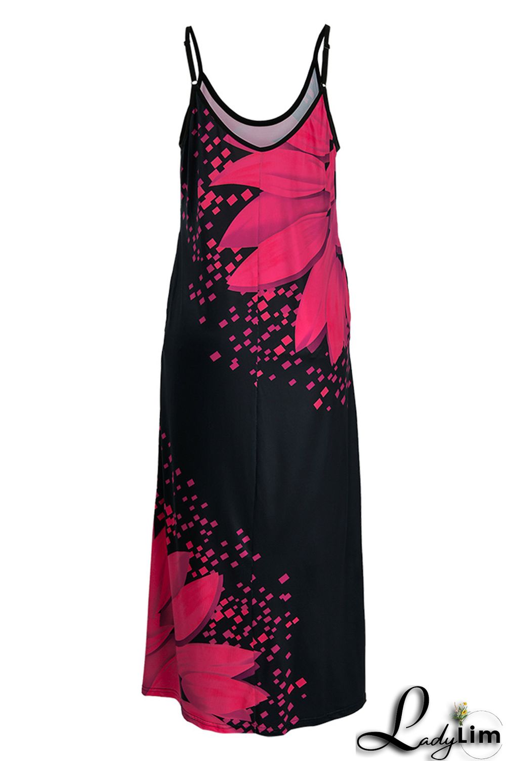 Yellow Fashion Sexy Print Backless Spaghetti Strap Long Dress