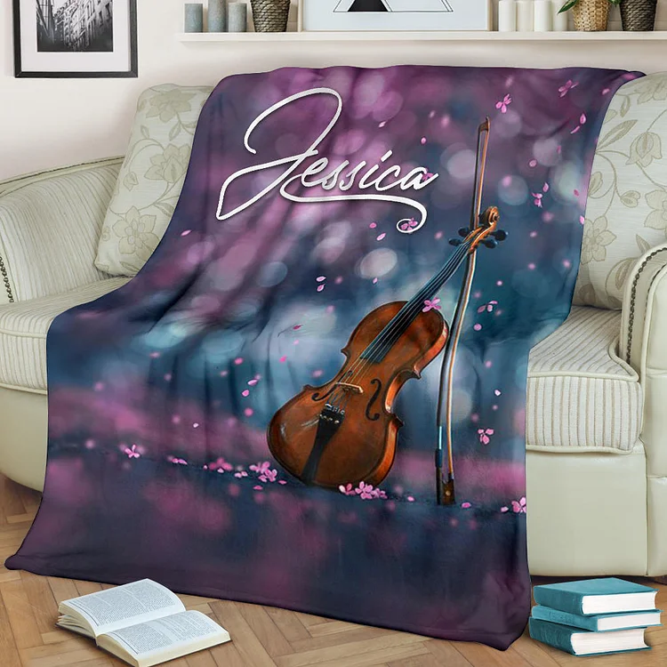Personalized Violin Blanket For Comfort & Unique|BKKid403[personalized name blankets][custom name blankets]