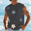 Men's Casual Surf-Style Tank Top With Floral Embroidery by Inlyline