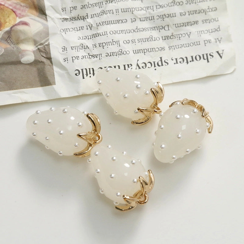 1 Piece 17*24mm Alloy Resin Pearl Strawberry Pendant Jewelry Accessories