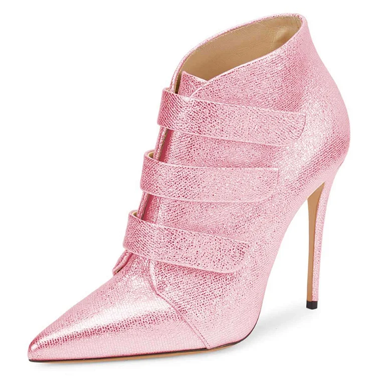 Pink Pointy Toe Stiletto Heel Ankle Boots |FSJ Shoes