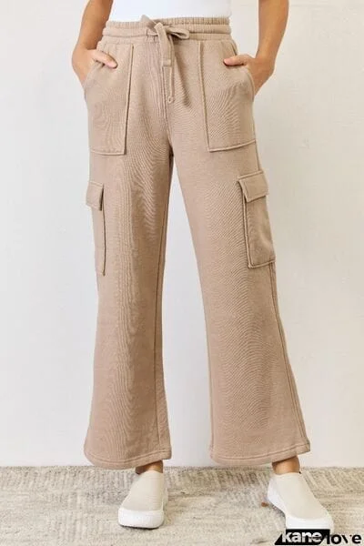 RISEN High Waist Cargo Wide Leg Pants