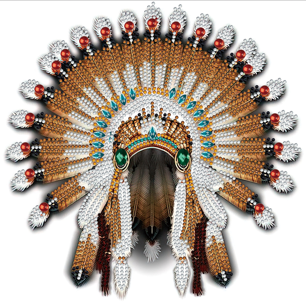 Native American War Hat 30*30CM(Canvas) Special Shaped Drill Diamond Painting gbfke