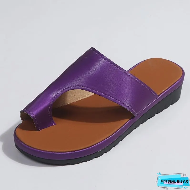 Women Leather Shoes Comfy Platform Flat Ladies