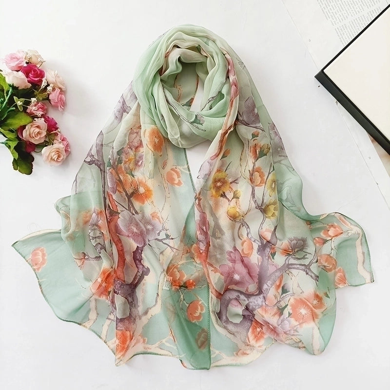 Women’s Sweet Flower Georgette Silk Scarves