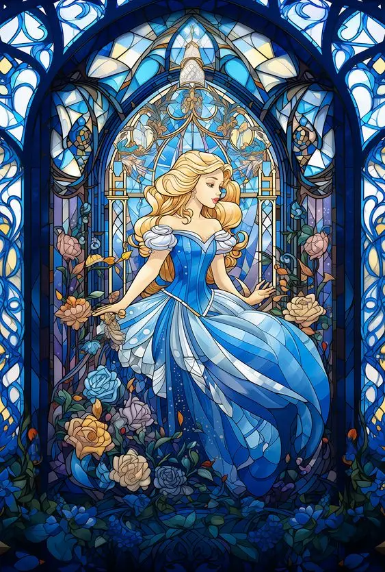 Glass Art - Disney Princess 14CT Stamped Cross Stitch 45*60CM Glass Art - Disney Princess 14CT Stamped Cross Stitch 45*60CM