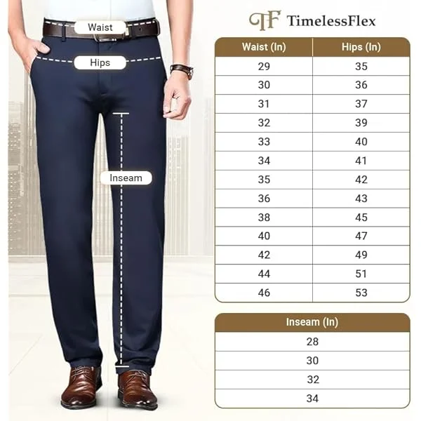TimelessFlex - Men's High Stretch Straight Fit PTimelessFlex &ndash; Men&rsquo;s High Stretch Straight Fit Pantsants, Lightweight Pants Business Casual Work Trousers Straight 30 Regular Blue