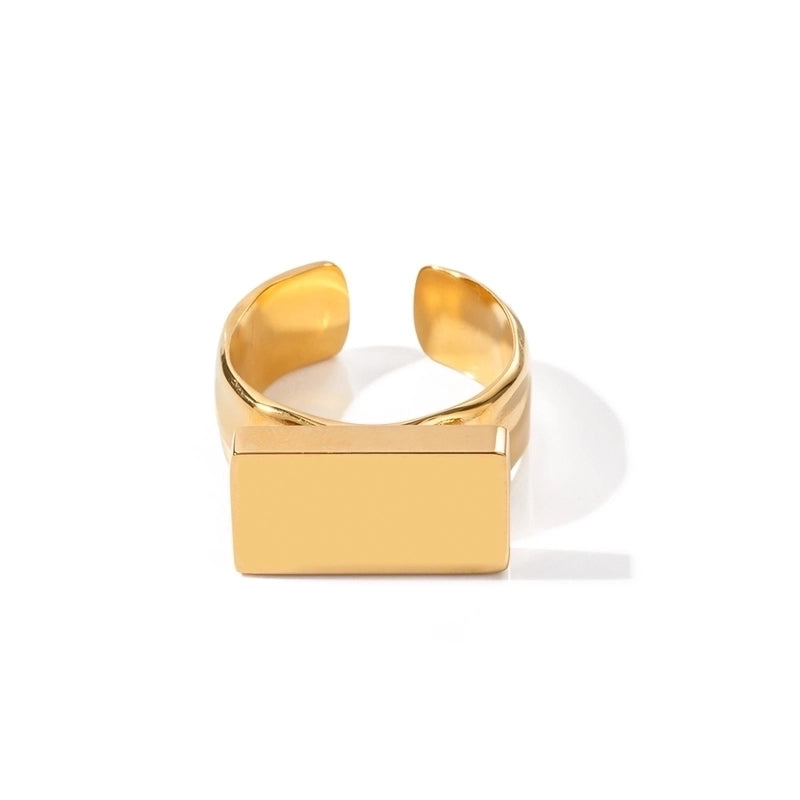 Minimalist Rectangle 304 Stainless Steel 18K Gold Plated Rings In Bulk