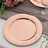 10 Pack | Rose Gold Disposable 13" Charger Plates, Cardboard Serving Tray, Round with Leathery Texture - 1100 GSM