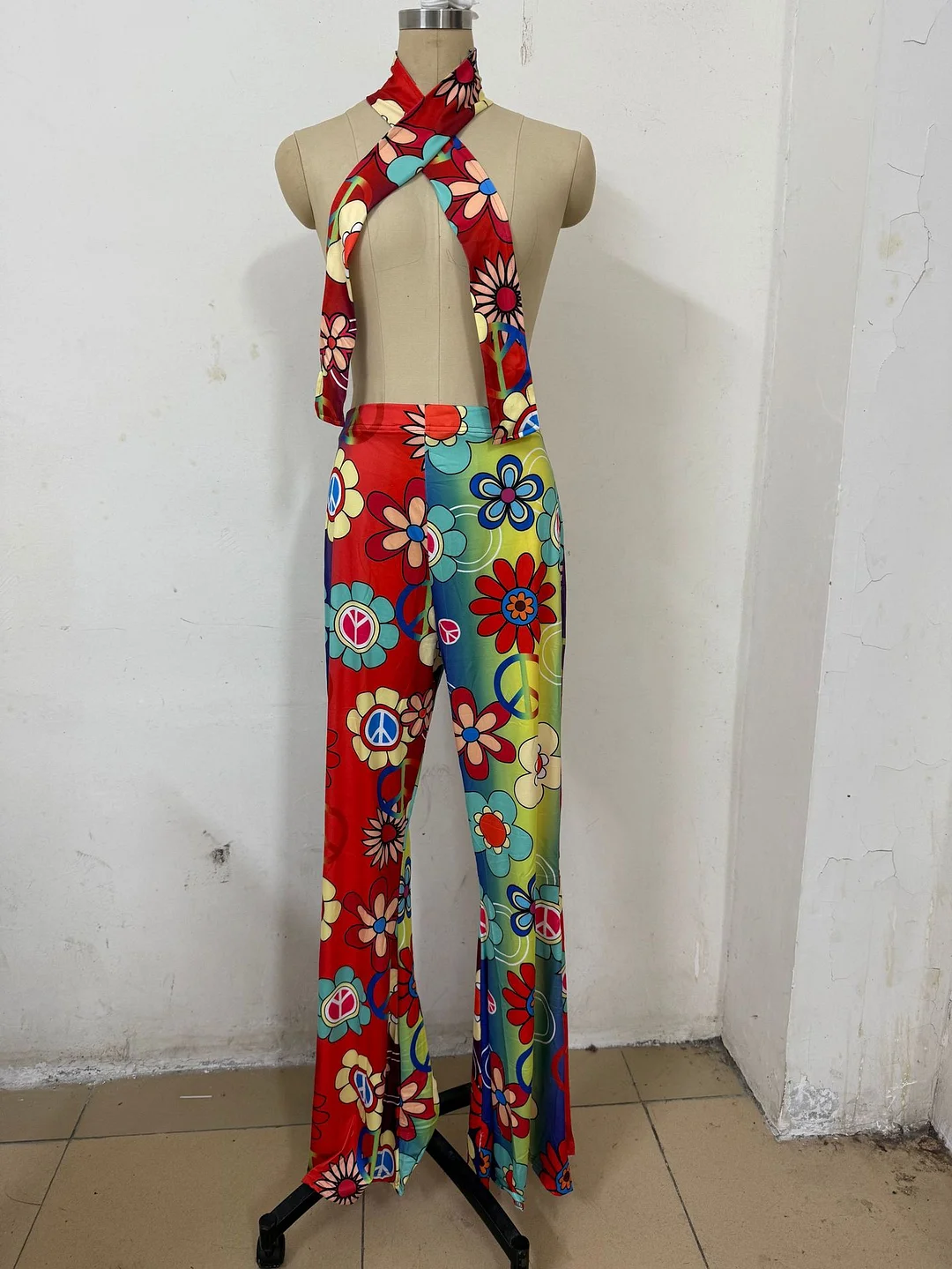 Athvotar Athvotar Halloween Print Flares 70S Hippie Retro Print Headband Bohemian