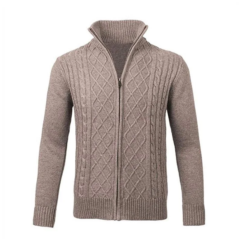 Men's Sweater Coat Solid Color Zipper Turtleneck Long Sleeve