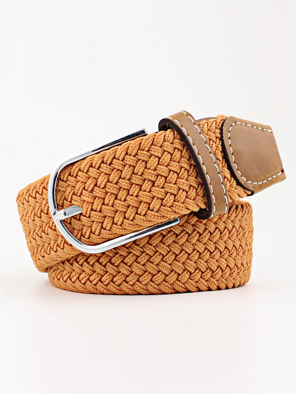 20 Colors Simple Contrast Color Weave Belt CAMEL-One_size