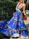 Floral Printed Plunging Maxi Dress