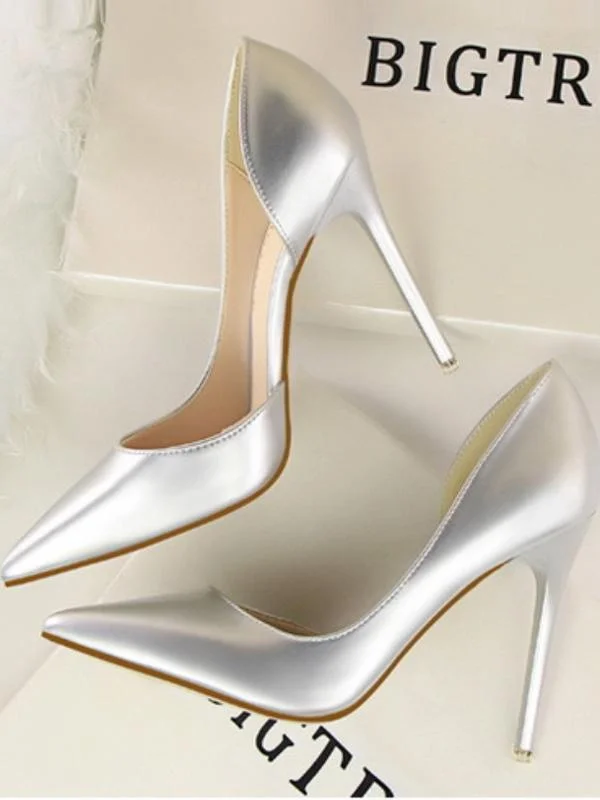 Fashion stiletto high-heeled patent leather shallow pointy sexy high-heeled shoes