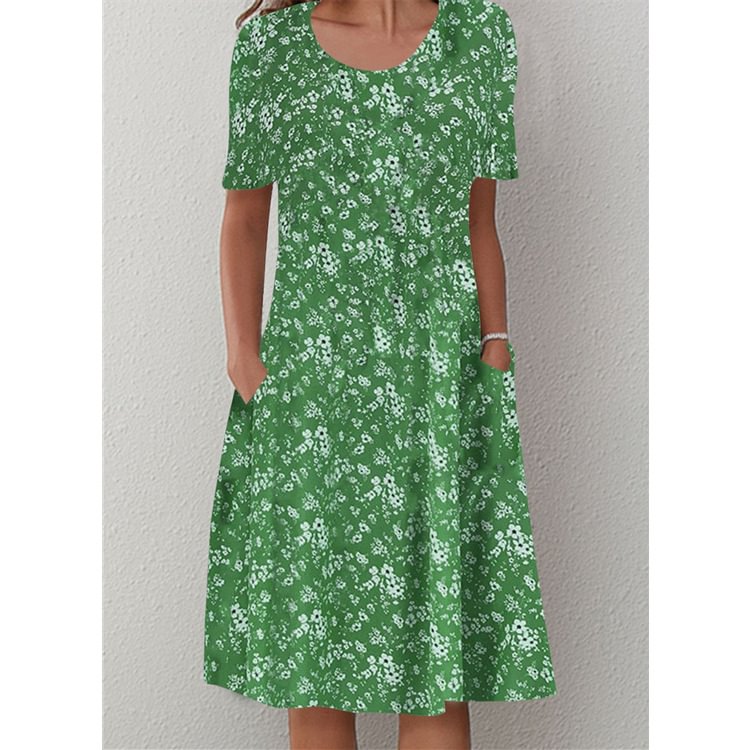 Casual Short Sleeve V-Neck Chic floral Print Dress