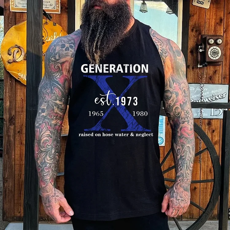 GenX Tank Top | Personalized Blue X Custom EST for 1965-1980 Generation 