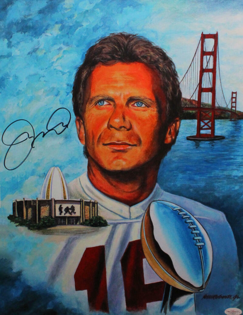 Joe Montana Autographed 49ers16x20 Painted Portrait Print - JSA W Auth *Black