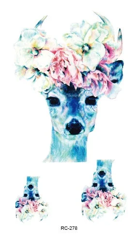 25 Different Waterproof Temporary Tattoo Stickers Fawn Deer Head Fake Tatto Geometric Animal Flash Hand Tatoo For Women Men