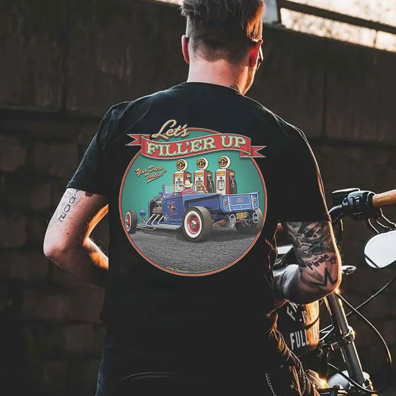 LET'S FILL'ER UP Classic Car Print Men's T-shirt
