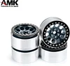 AMK 4Pcs Aluminum Alloy 12mm Hex Hub 2.2 Beadlock Wheels Rims for 1/8 1/10 RC Crawler Axial SCX10 Wraith 90048 RR10 TRX6 TRX4 Upgrades (Baked Blue)