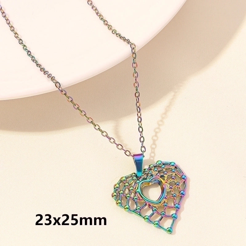 Elegant Minimalist Heart Shape 304 Stainless Steel 18K Gold Plated Plating Hollow Out Pendant Necklace