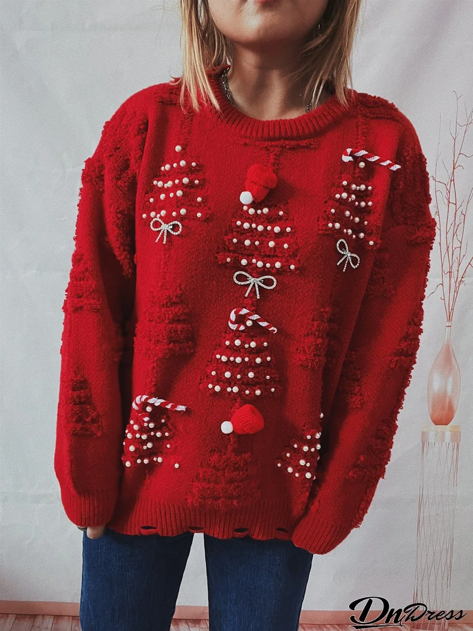 Christmas Women Pearl Christmas New Year Sweater