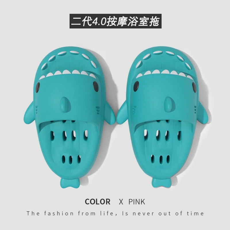Man Women Cartoon Shark Slipper Bathroom Adult Couples Non Slip Thick Sole Hollow Out Slippers Indoor Home Funny Slides Sandals